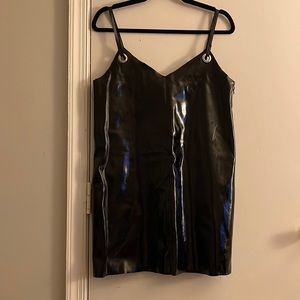 Structured mini pleather black dress